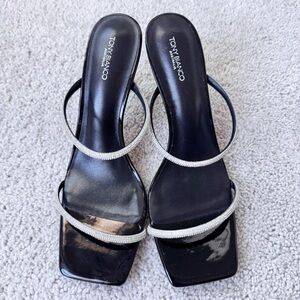 Tony Bianco Chase Rhinestone Strap Heels Black Size 8 New